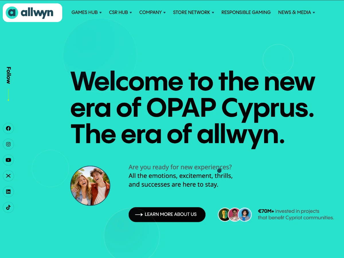 Allwyn Cyprus homepage